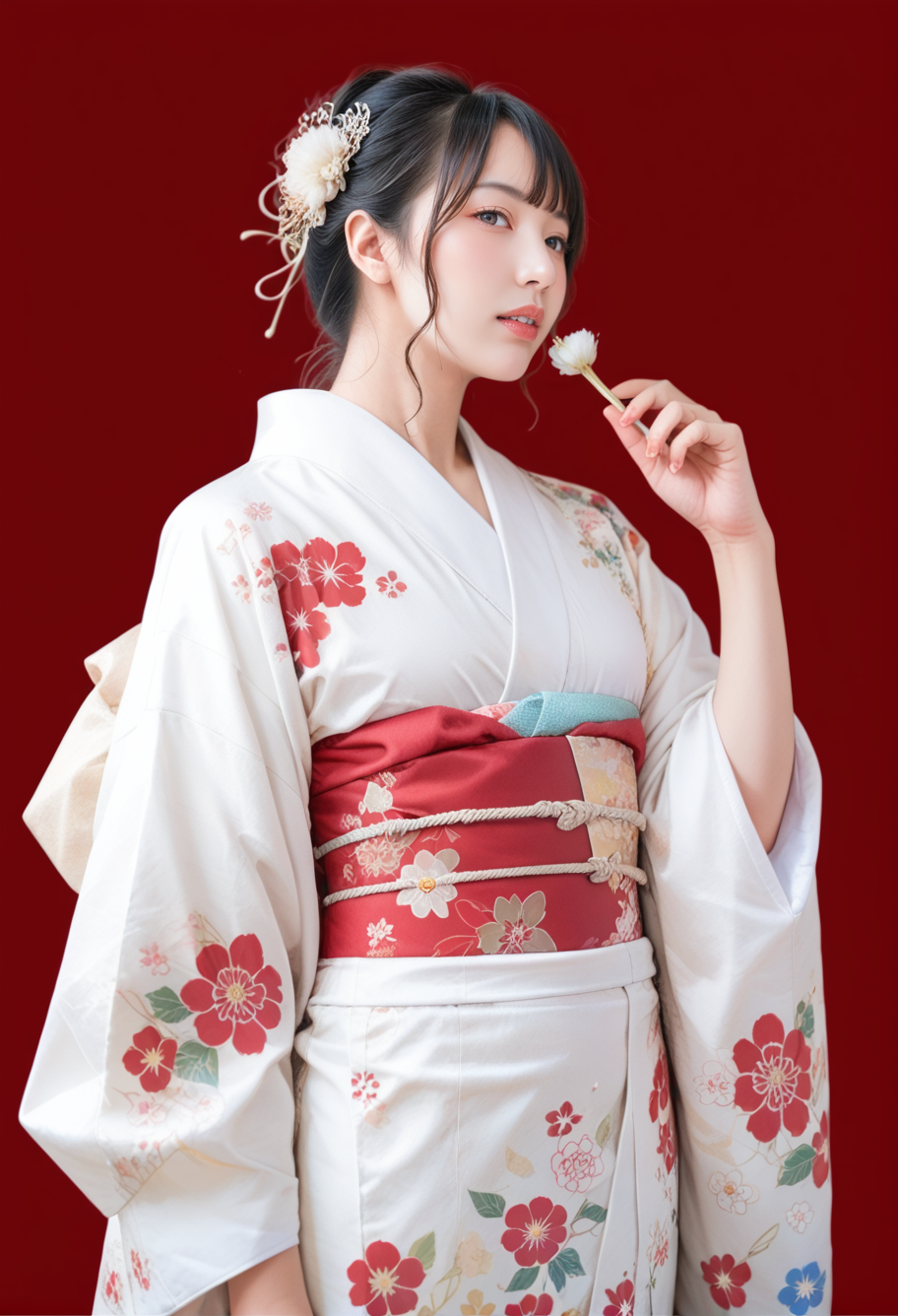 28436-204811537-score_9,score_8_up,score_7_up,8k,red background,1girl,solo,,ruanyi0712,floral print,white kimono,obijime,_lora_0712 kimono_v1_po.png